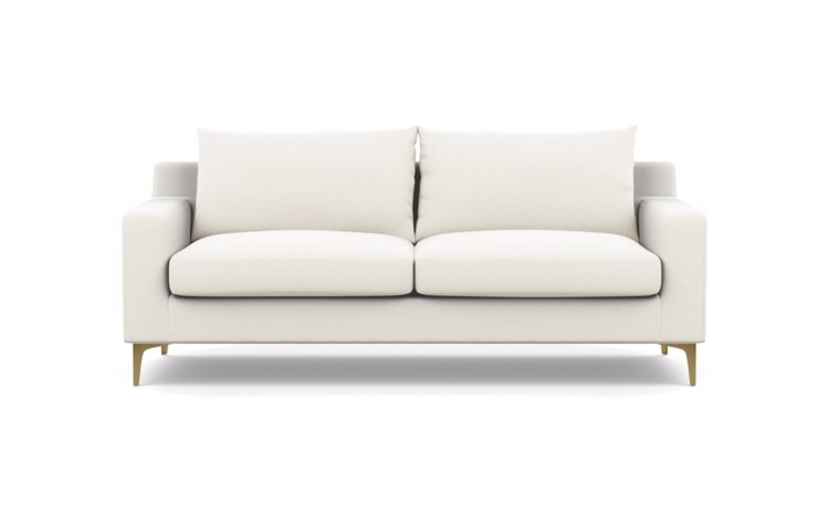 Sloan Sofa in Ivory Fabric with Brass Plated Legs - 83" - Image 0