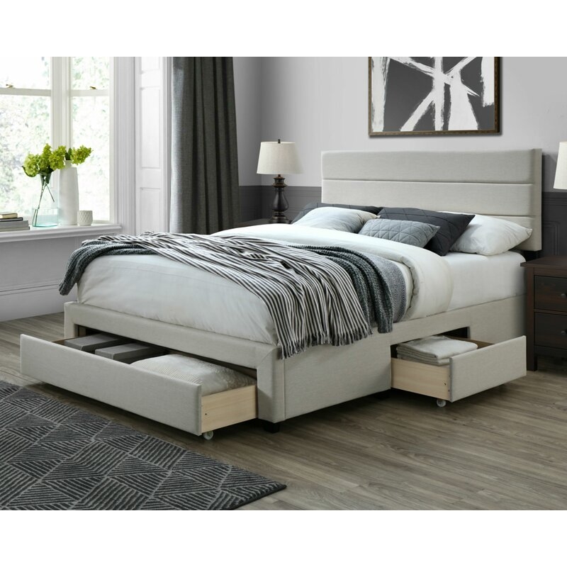 Desoto Upholstered Storage Standard Bed - Beige - King - Image 0