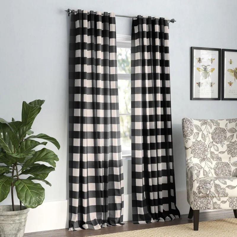 Conor Plaid Linen Blackout Thermal Single Curtain Panel - Image 0