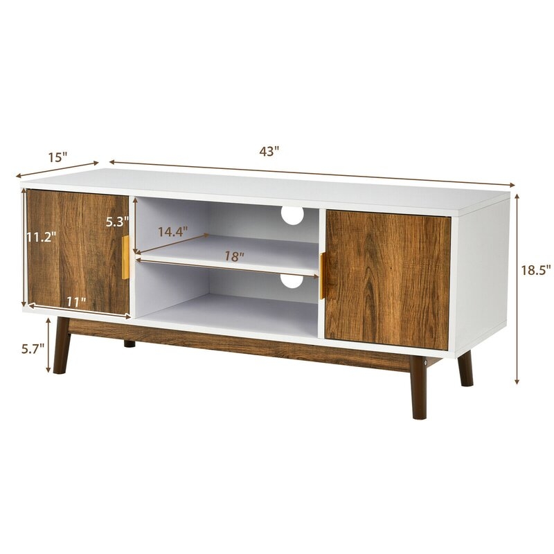 George Oliver Tv Stand Entertainment Media Console W/2 Storage Cabinets & Open Shelves - Image 1