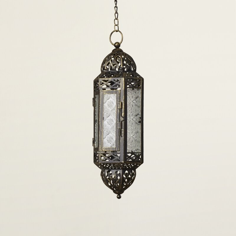 Kaliska Hanging Glass and Metal Lantern - Image 0