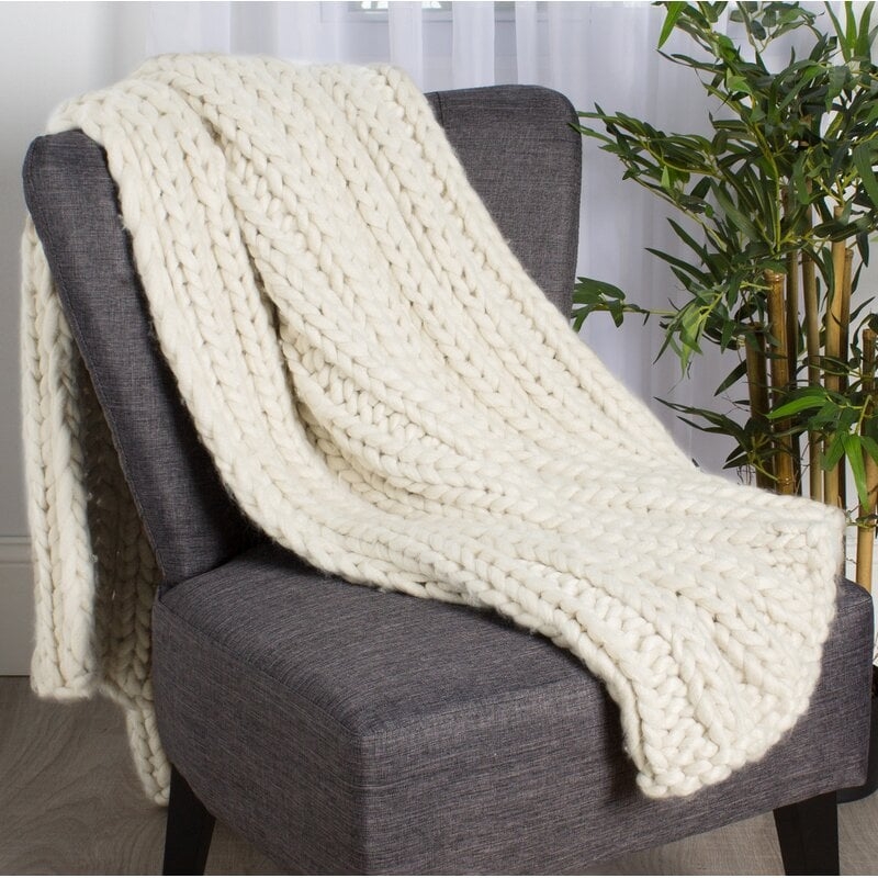 Chunky Knit Throw - Natural White - Image 0