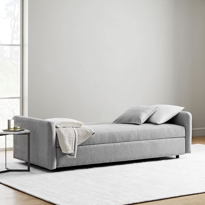 Clara Sleeper Sofa, Chenille Tweed, Feather Gray, Concealed Supports - Image 2