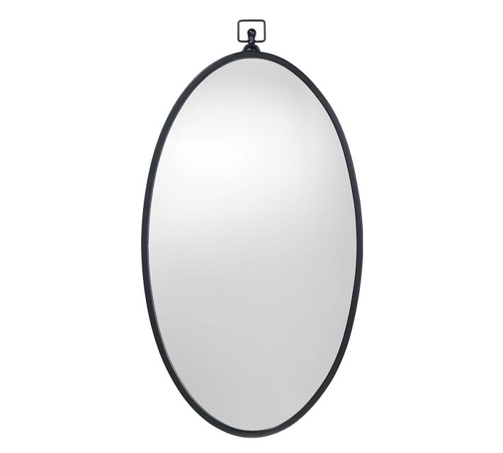 New London Oval Wall Mirror, Black, 22" x 34" - Image 0