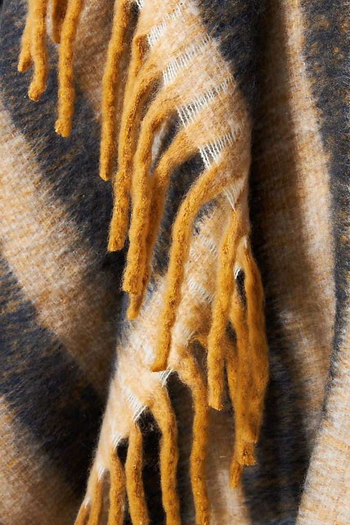 Rives Striped Throw Blanket By Anthropologie in Yellow - Image 1