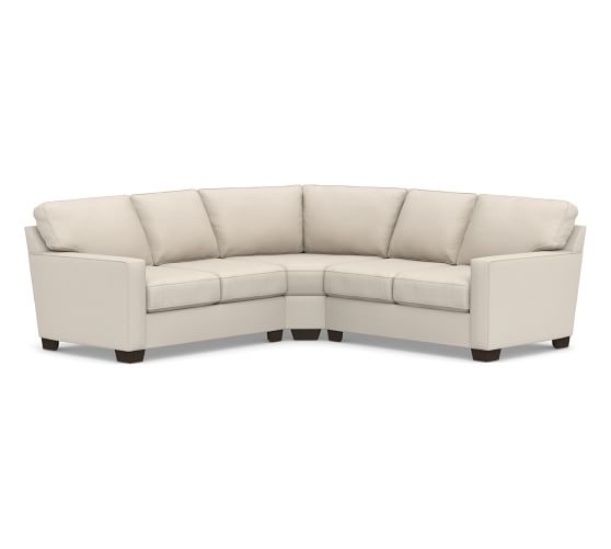 BUCHANAN SQUARE ARM UPHOLSTERED CURVED 3-PIECE L-SHAPED SECTIONAL WITH WEDGE, Raw Slub Cotton, Oatmeal - Image 0