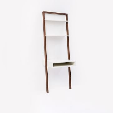 Ladder Shelf Storage Leaning Wall Desk - White/Espresso - Image 5