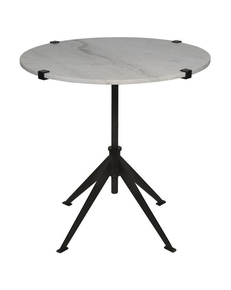 DEVYN ADJUSTABLE SIDE TABLE, BLACK METAL & QUARTZ - Image 0