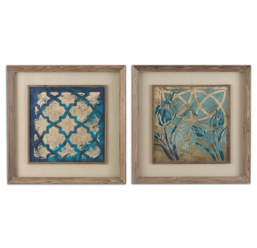 'Stained Glass Indigo' 2 Piece Picture Frame Print Set - Image 0