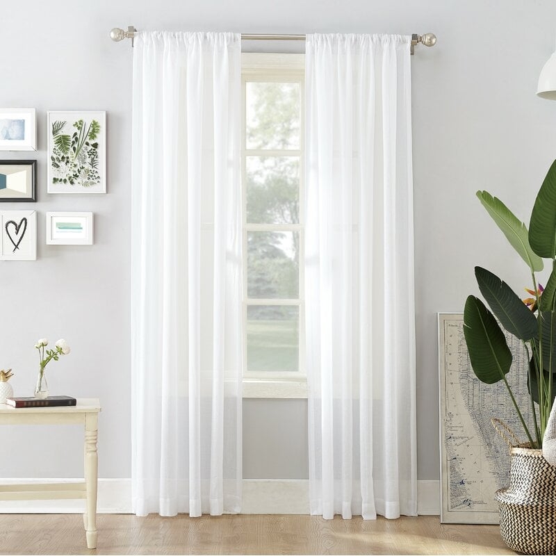 Hefner Solid Sheer Rod Pocket Single Curtain Panel - Image 0