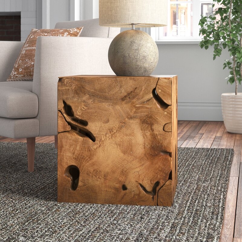 Solid Wood Block End Table - Image 3