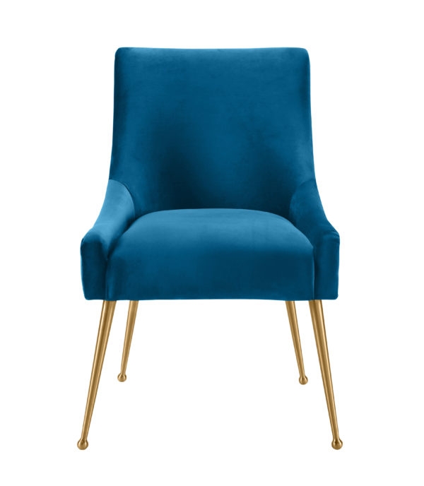 Beatrix Pleated Navy Velvet Side Chair - Image 1
