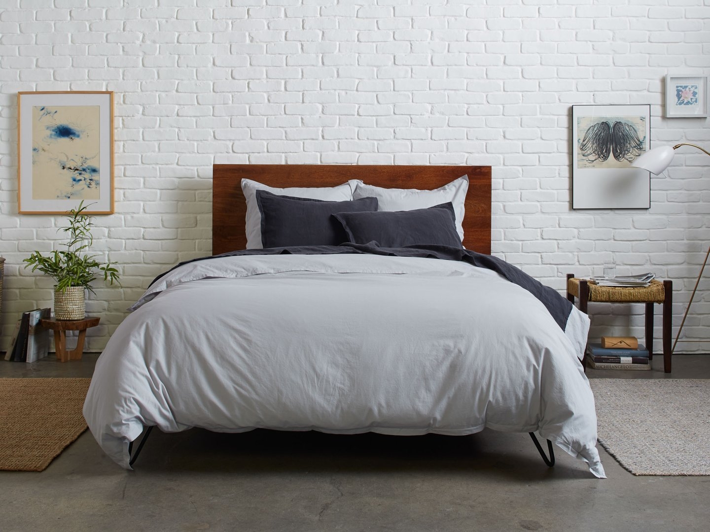 Percale Duvet Cover - Light Gray - Queen - Image 1