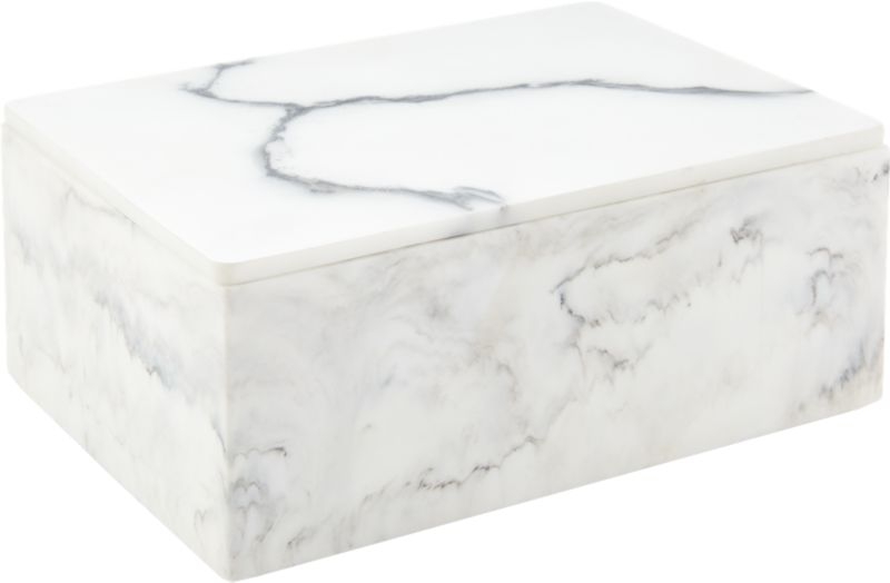 Vaughan Marbleized Ivory Resin Box Large - Image 2