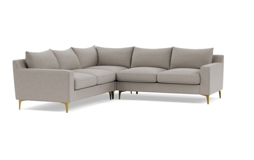 Sloan Corner 4 Seat Sectional Sofa - Iron Performance Basketweave/ Brass Plated L Leg - 121" - Upgraded Down Alternative Blend Cushions - Image 2