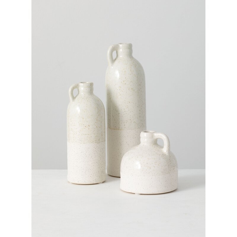 3 Piece Cabell White Ceramic Decorative Bottle Set - Image 0