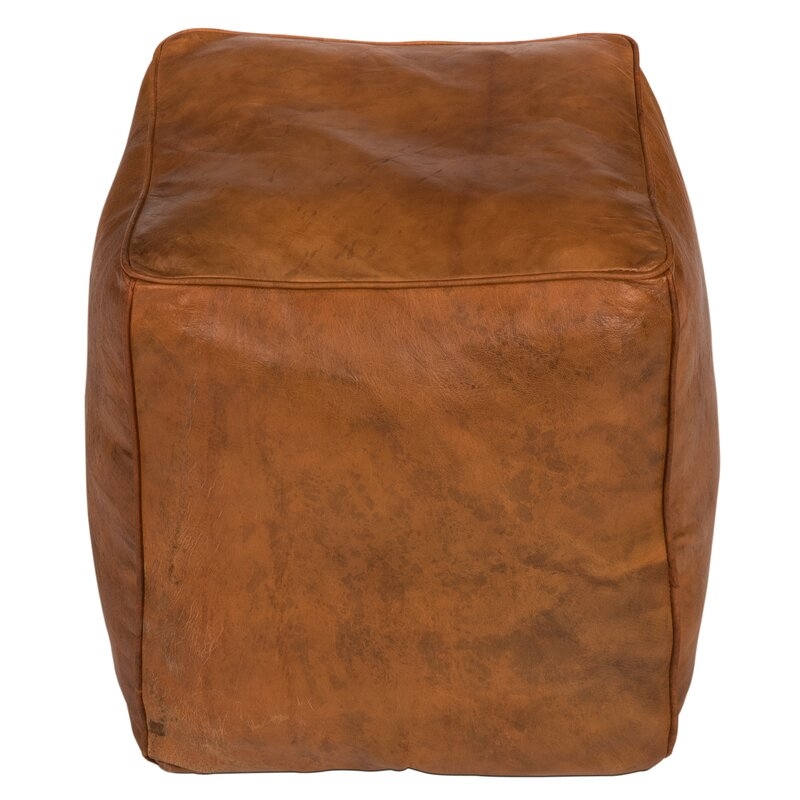 Wolfforth Leather Pouf - Image 1