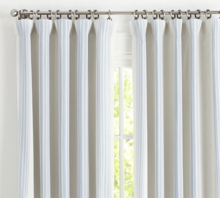 Riviera Striped Linen/Cotton Rod Pocket Blackout Curtain, 50 X 84", Porcelian - Image 2