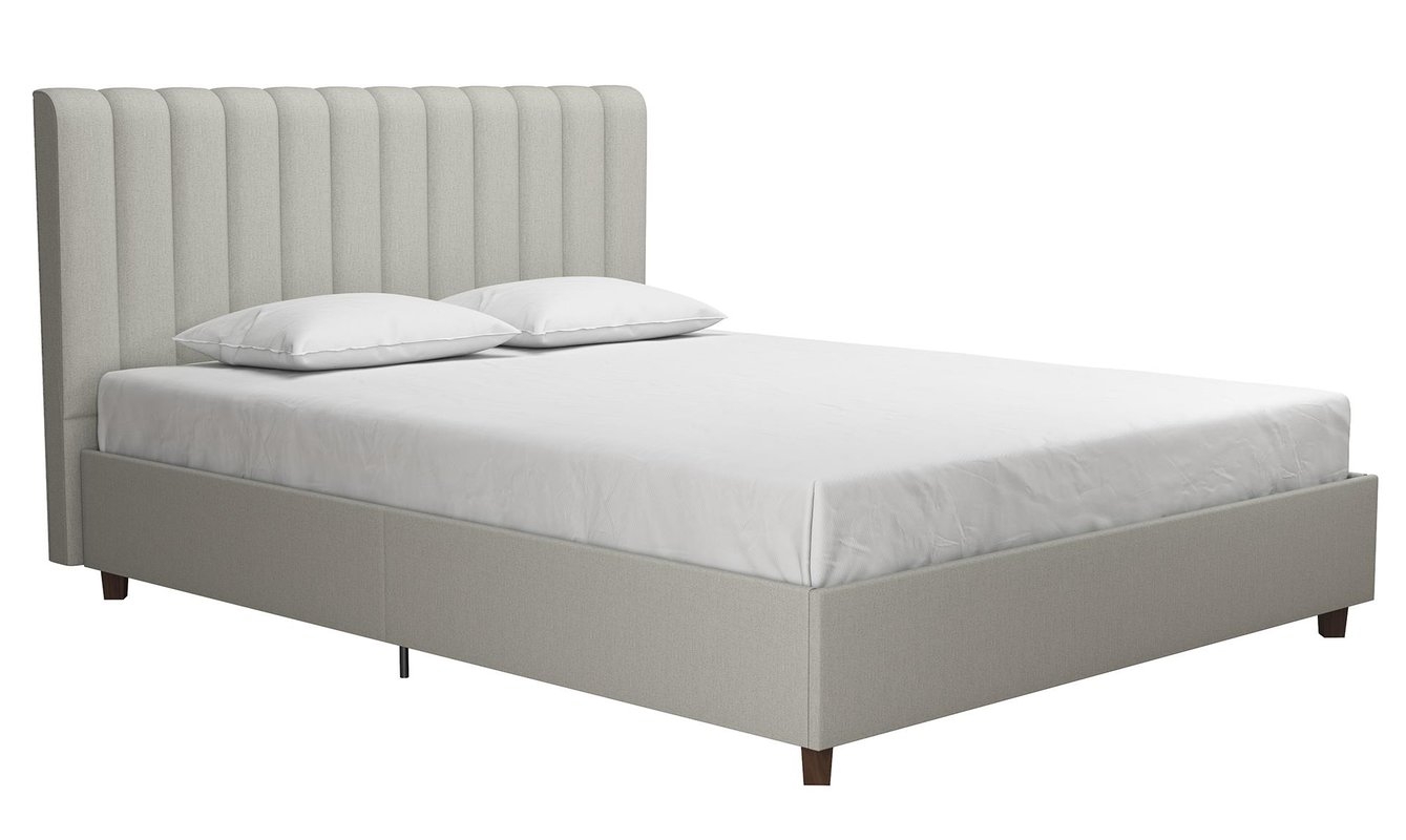 Brittany Upholstered Platform Bed - Light Gray - Full - Image 0