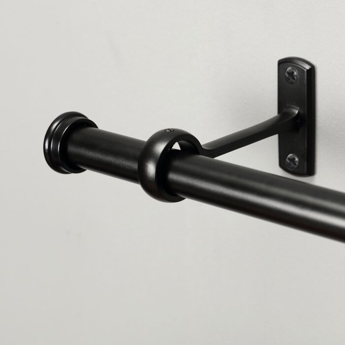 Axia Black Adjustable 1" Single Curtain Rod 48'' - 86'' - Image 0