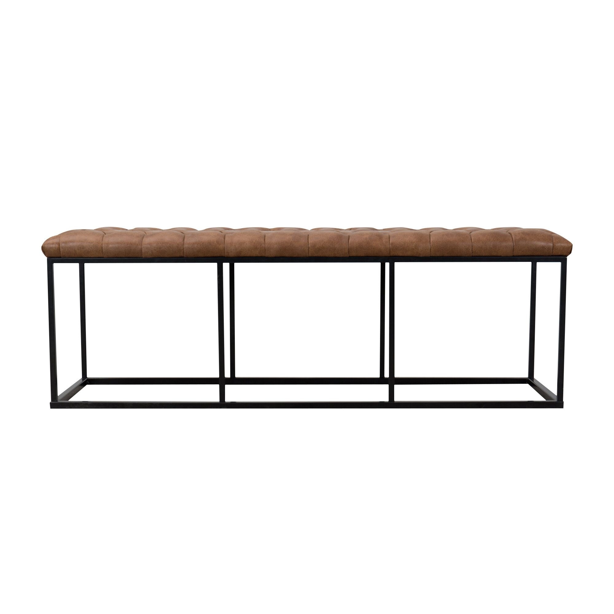 Light Brown Faux Leather Thrapst Upholstered Bench - Image 0
