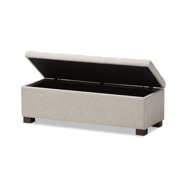 Kareem Upholstered Storage Bench, Grayish Beige - Image 1