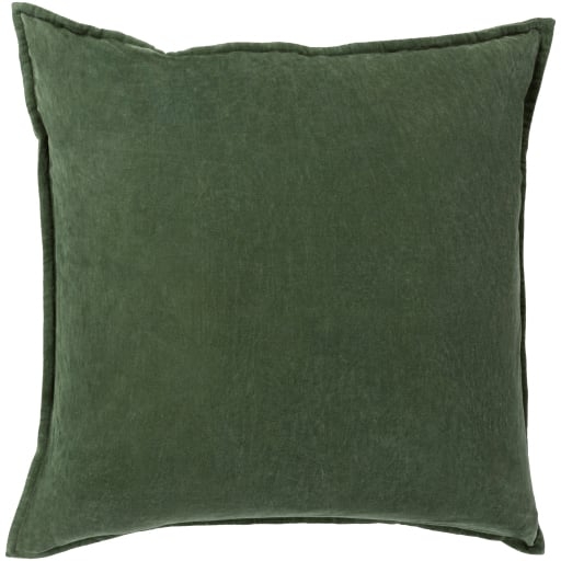 Cotton Velvet Throw Pillow, Dark Green, 18" x 18" - Image 0