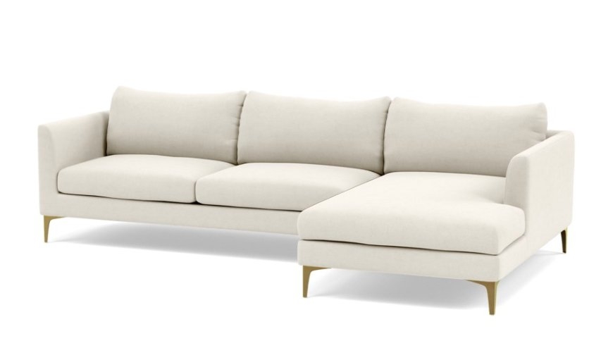 OWENS Sectional Sofa with Right Chaise - Chalk - Brass Plated Sloan L Leg - Image 0
