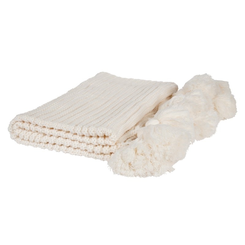 Dorcheer Chunky Ribbed Knit Throw Blanket - White - Image 1