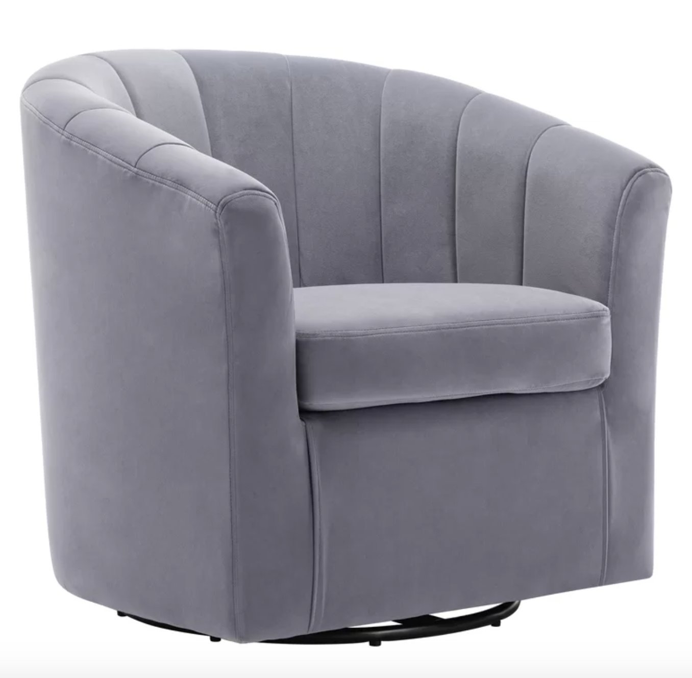 Barrentine Swivel Barrel Chair Slate Gray Velvet - Image 0