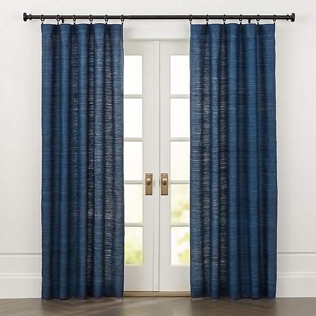 Silvana Blue Silk Curtain Panel 48x96 - Image 0