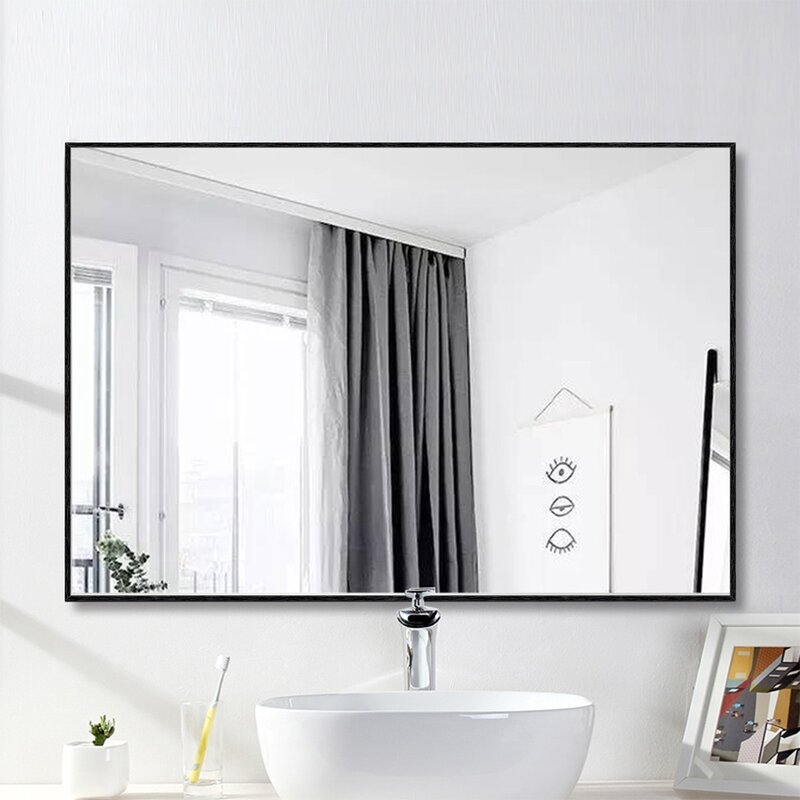 Eline Rectangular Thin Modern and Contemporary Bathroom Mirror - Image 0