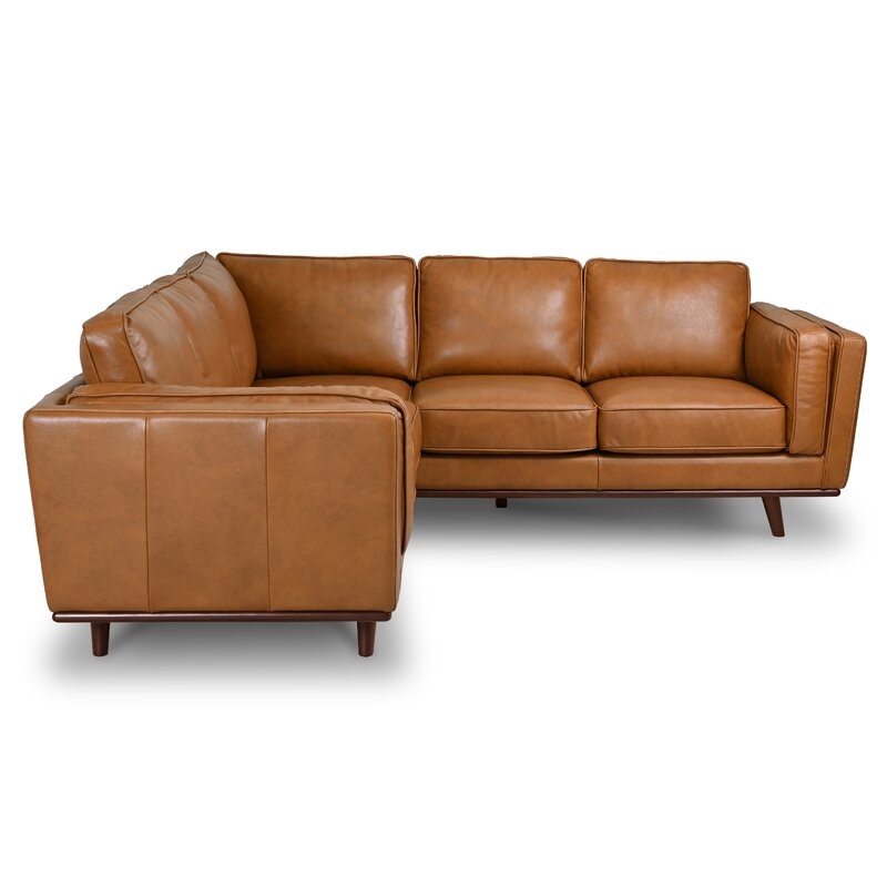 Comerford 90" Wide Genuine Leather Symmetrical Corner Sectional - Image 2