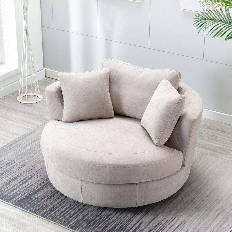 Minorca Elegant Round Swivel 53'' Barrel Chair - Image 4