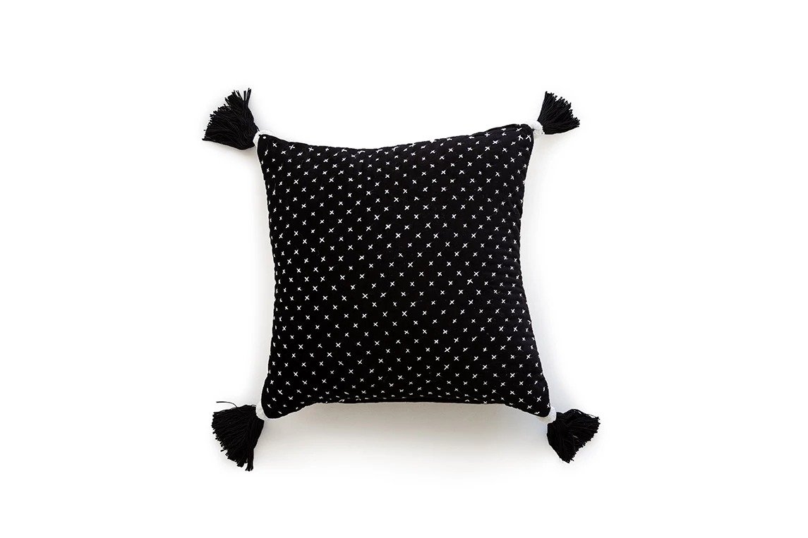 P0663 White / Black Pillow Cover - Poly-Filled - Image 0