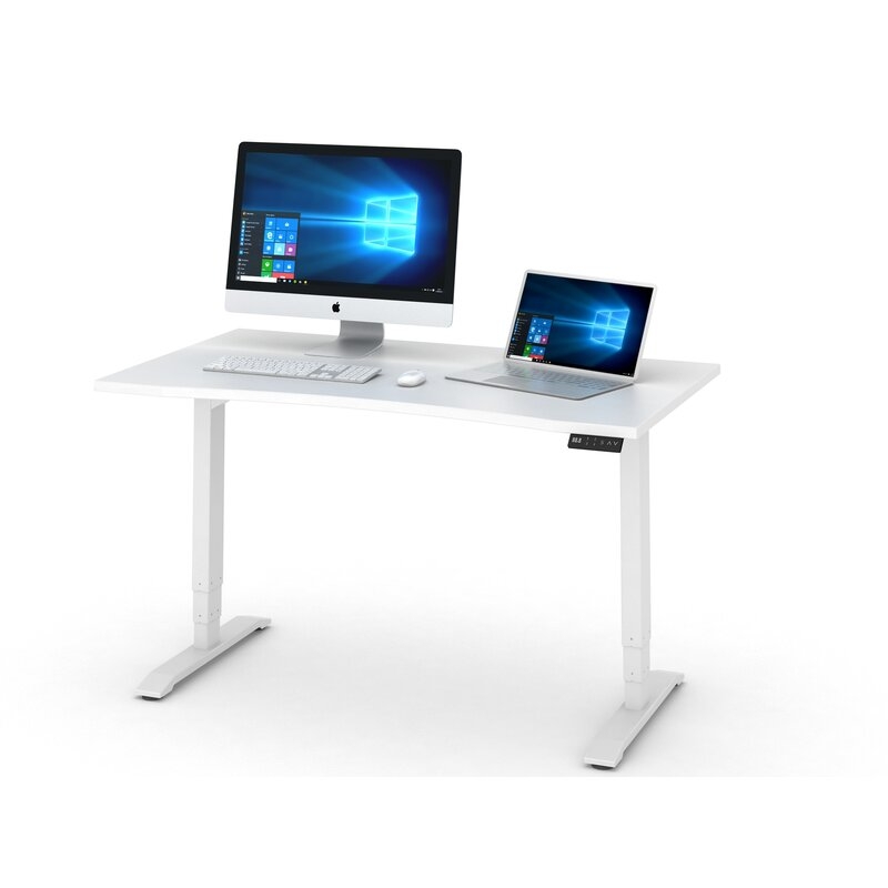 3 Stage Height Adjustable Table With Cloud White Leg And Arctic Surface - Image 0