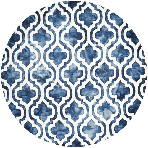 Bettina Geometric Handmade Wool Navy Area Rug - Image 0