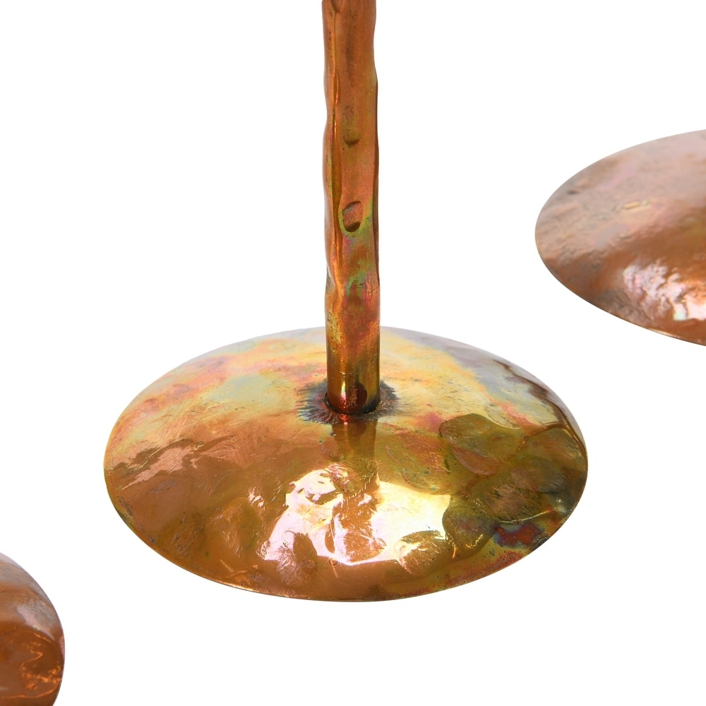 Traditional Copper Metal Taper Candle Holders, Set of 3 Sizes - Image 6