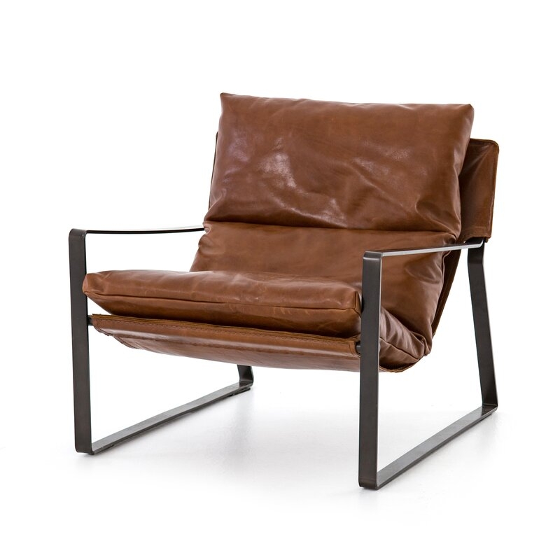 Four Hands Kensington Armchair Fabric: Dakota Tobacco Genuine Leather - Image 3