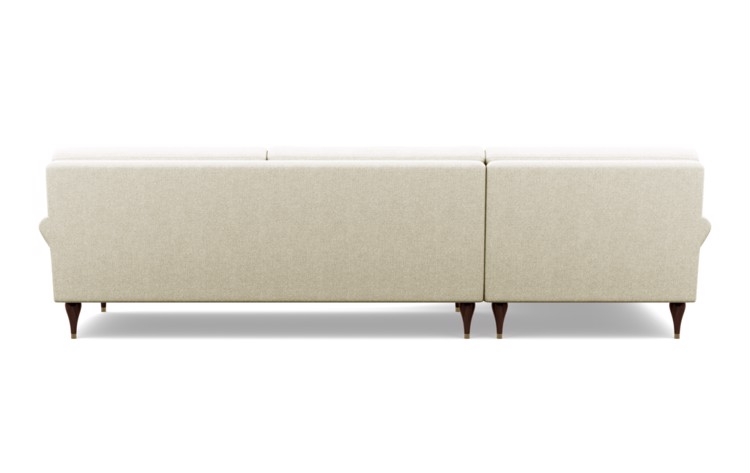 Maxwell Chaise Sectional in Ivory Fabric with Oiled Walnut with Brass Cap legs -102" -Bench cushion - Image 3