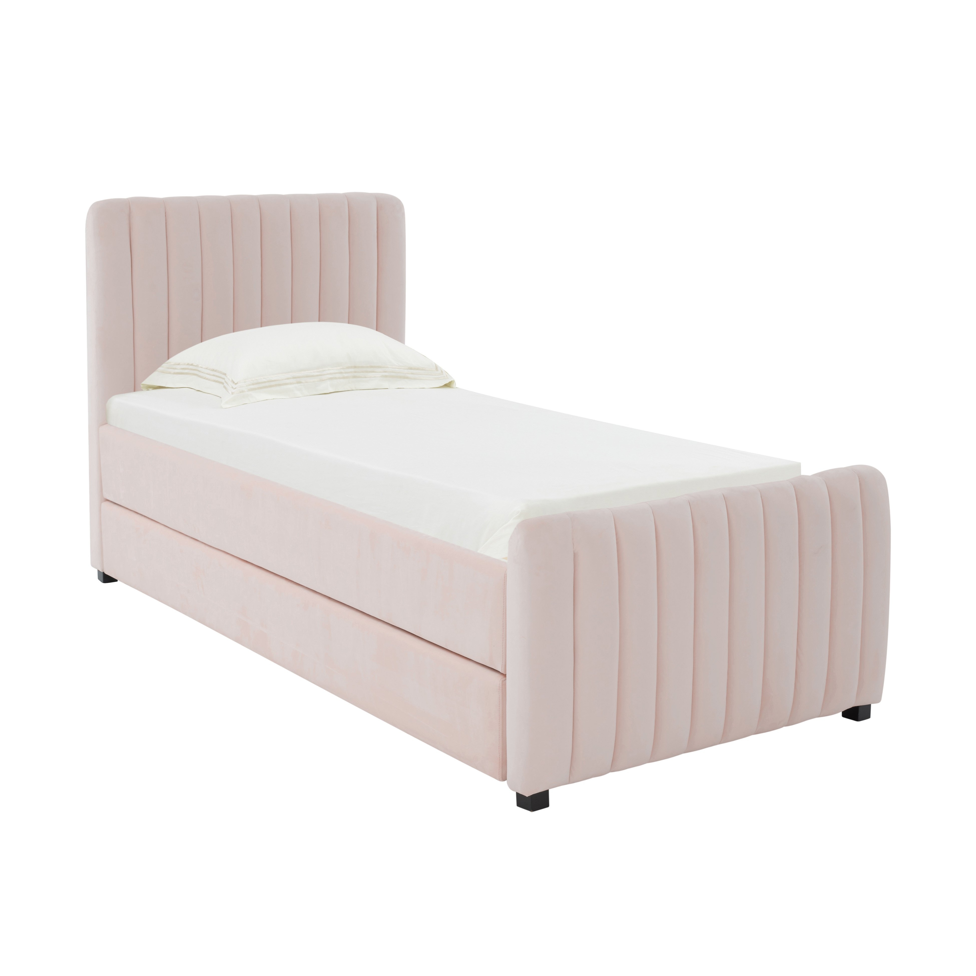 Angela Blush Velvet Trundle Bed in Twin - Image 1