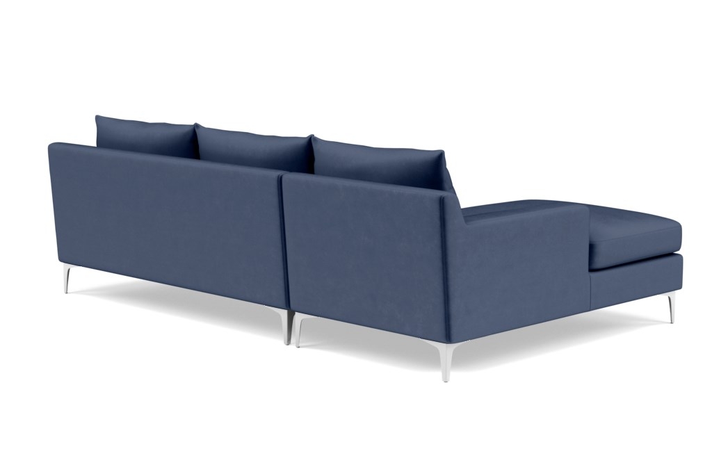 SLOAN Sectional Sofa with Left Chaise - Bergen Blue Mod Velvet - Chrome Plated L Leg - Image 3