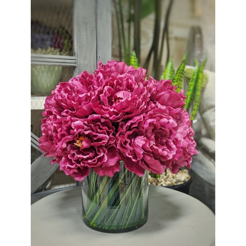 Peonies Floral Arrangement in Vase - Image 1