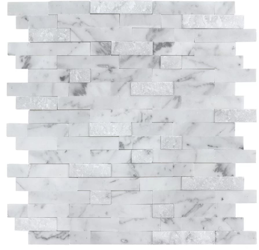 Linear 10.83" x 11.69" Marble Peel & Stick Mosaic Tile in White/Gray - Image 0