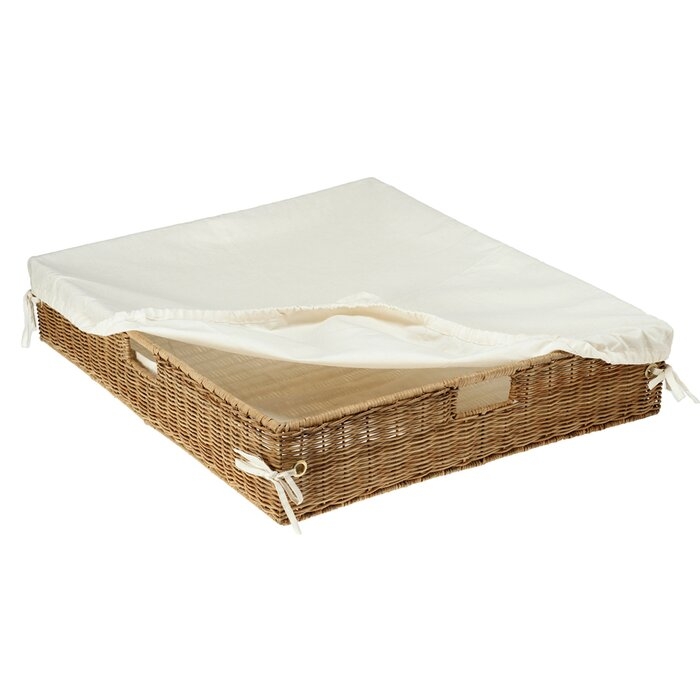 Wicker Under Bed Basket with Cotton Liner & Cover - Image 1