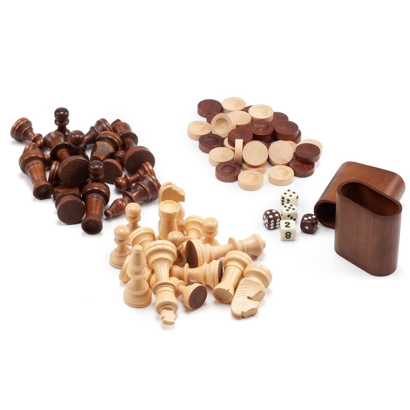 Solid Wood 3-in-1 Chess Checkers Backgammon Board Game Combo Table - Image 3