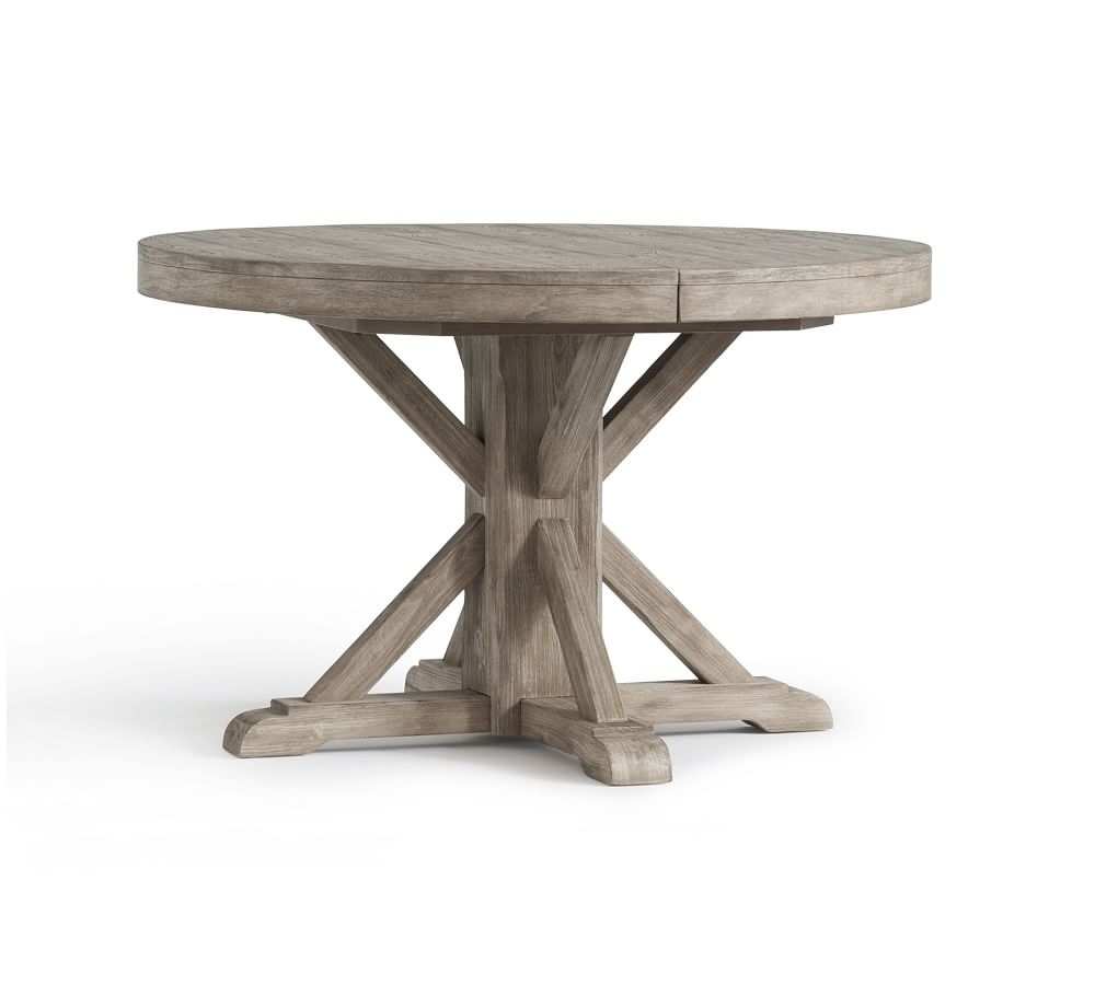 Benchwright Extending Pedestal Dining Table, Gray Wash, 48" - Image 0