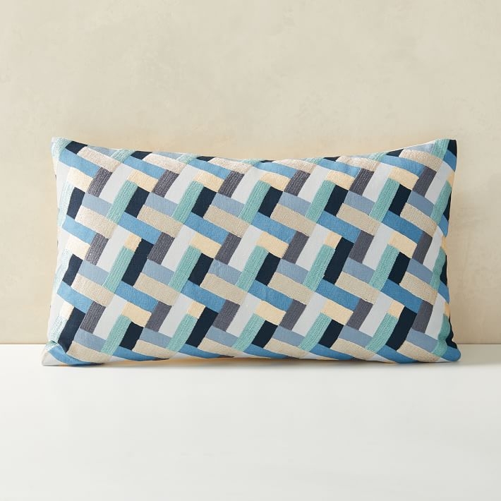 Cody Hoyt Garden Bricks Pillow Cover, 12"x21", Blue Multi - Image 1