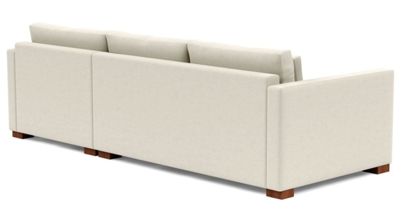 CHARLY Sectional Sofa with Right Chaise - Chalk Heathered Weave - Oiled Walnut Block Leg - 106" - 63" chaise - Bench Cushion - Standard Down Blend - Image 4