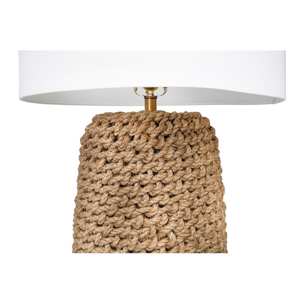 Jute Rope Table Lamp with Linen Shade - Image 3